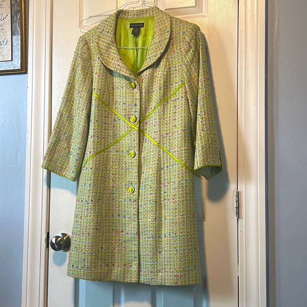 Spencer and Jeremy Tweed Green (lime), base whitish.